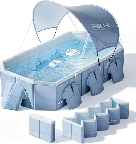 Foldable Pool with Canopy,Large Portable Pool for Adult, 85×50×22 in in Kuwait