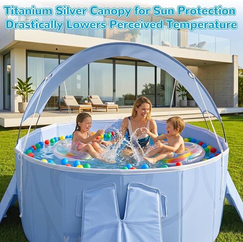 Foldable Pool with Canopy,Large Portable Pool for Adult, 85×50×22 in in Kuwait