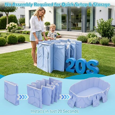 Foldable Pool with Canopy,Large Portable Pool for Adult, 85×50×22 in in Kuwait