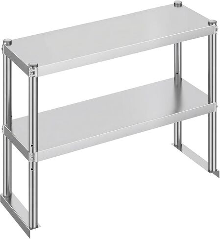 Stainless Steel Double Overshelves 2 Tier Overshelf for Prep & Work Table 12 x 72 Inches Height Adjustable Commercial Overshelf in Restaurant Kitchen Home in Kuwait