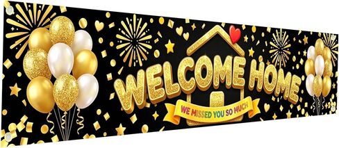 Welcome Home Banner Backdrops for Wall, 72x43 in We Missed You So Much Sign for Living Room Party Background, Military Homecoming Return Family Reunion Decorations in Kuwait
