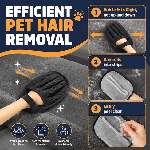 Pet Hair Removal Glove for Dogs & Cats, Reusable Couch Carpet Car Fur Mitt in Saudi Arabia