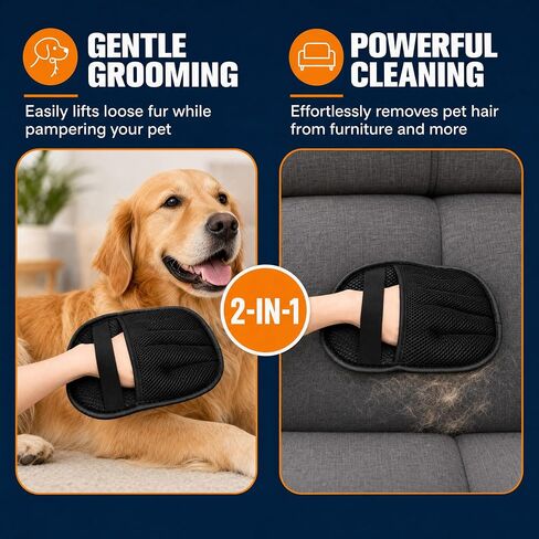 Pet Hair Removal Glove for Dogs & Cats, Reusable Couch Carpet Car Fur Mitt in Saudi Arabia