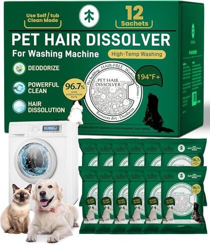 Pet Hair Dissolver for Washing Machine Cleaner-2 Sachets,96.7% Dissolution in Kuwait