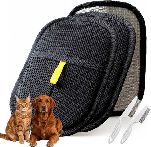 Pet Hair Removal Gloves for Dogs and Cats, Reusable pet Hair Cleaning Tool, can be Used on Clothes, Sofas, beds, Carpets, and car Seats, Quickly and Easily removes pet Hair, Two-piece Set in Kuwait