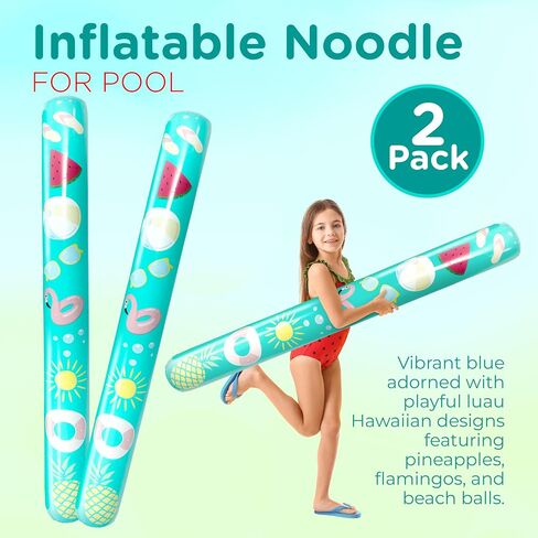 4E's Novelty 4 Ft Inflatable Noodles for Pool - 2 Pack- 48" PVC Giant Blow up Pool Noodles Jumbo Floats for Adults Swimming Pool in Kuwait