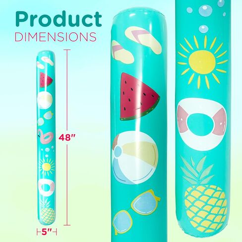 4E's Novelty 4 Ft Inflatable Noodles for Pool - 2 Pack- 48" PVC Giant Blow up Pool Noodles Jumbo Floats for Adults Swimming Pool in Kuwait