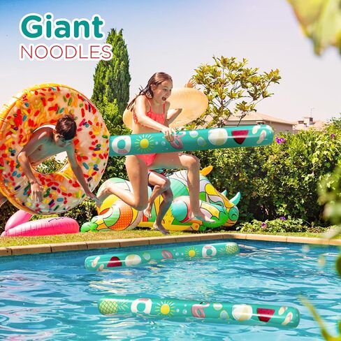 4E's Novelty 4 Ft Inflatable Noodles for Pool - 2 Pack- 48" PVC Giant Blow up Pool Noodles Jumbo Floats for Adults Swimming Pool in Kuwait