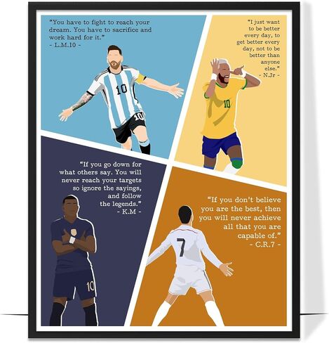 LOLUIS Gifts for Men, Soccer Superstars Motivational Quotes Artwork Decor Unique Sport Present Idea for Birthday Christmas Teen Boys (Unframed 16"x20", Soccer Superstars) in Saudi Arabia