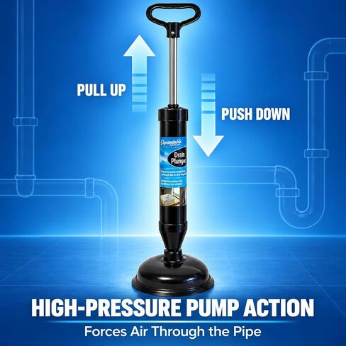 DINY Home & Style High Pressure Powerful Pump Multi-Drain Plunger Bathroom Kitchen Toilet Shower Sinks (Black) in Kuwait