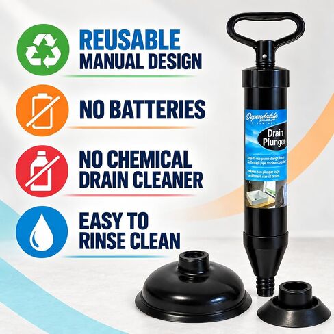 DINY Home & Style High Pressure Powerful Pump Multi-Drain Plunger Bathroom Kitchen Toilet Shower Sinks (Black) in Kuwait