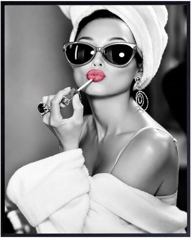 Audrey Hepburn Wall Art - Bathroom Decor for Women - Audrey Hepburn Poster - Bath Wall Decor - Glam Wall Art - Cute Bathroom Decor - Powder Room Decor - Bathroom Wall Art - Room Decor for Teen Girls in Kuwait