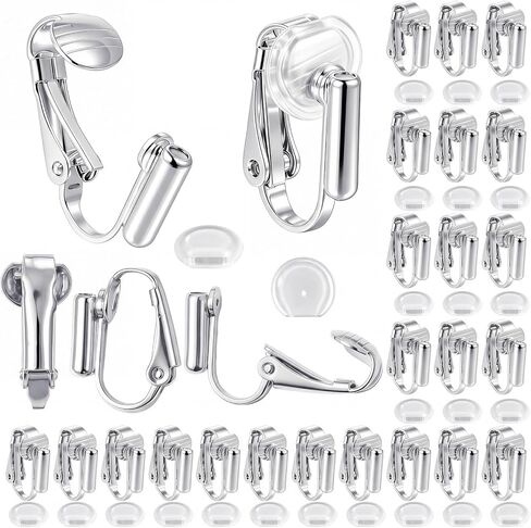 Tatuo 30 Pcs Clip on Earring Converters with Pads, Gold, Silver, Steel in Kuwait