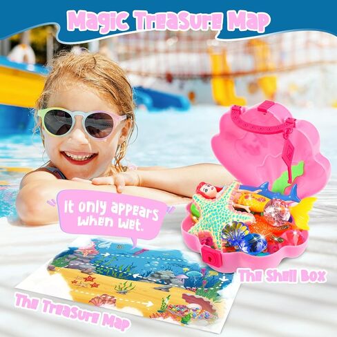 HUUIDY Mermaid Pool Toys, Shell Chest for Treasure Hunt Games for Kids 4-12 in Kuwait