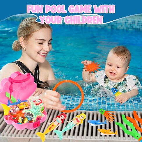 HUUIDY Mermaid Pool Toys, Shell Chest for Treasure Hunt Games for Kids 4-12 in Kuwait