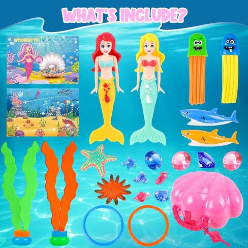 HUUIDY Mermaid Pool Toys, Shell Chest for Treasure Hunt Games for Kids 4-12 in Kuwait