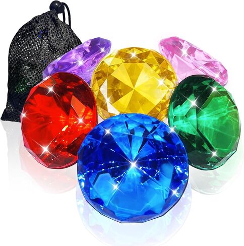 6 Pcs Extra Large Diving Gem Pool Toys for Kids 60MM Big Acrylic Diamonds in Kuwait