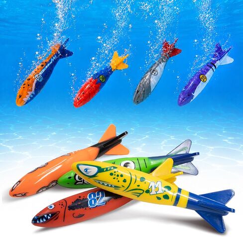 Novelty Place 4 Pcs Diving Ring Set - Throw, Dive & Retrieve Toys, Underwater Swimming Pool Play Accessories - Fish Shape Dive Rings for Kids - Perfect for Swimming Training and Fun in Kuwait