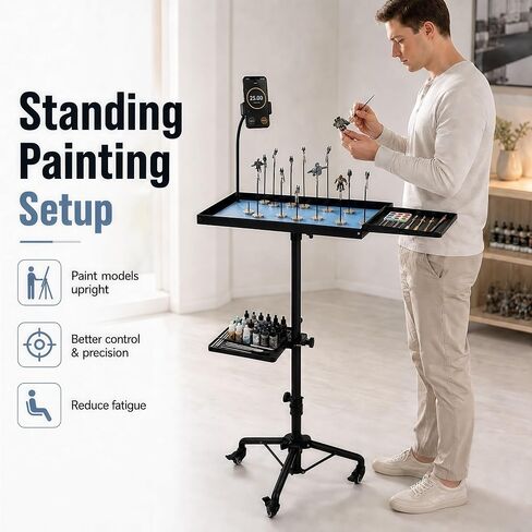 Drankin Rolling Airbrush Painting Station with 12 Magnetic Clips in Kuwait