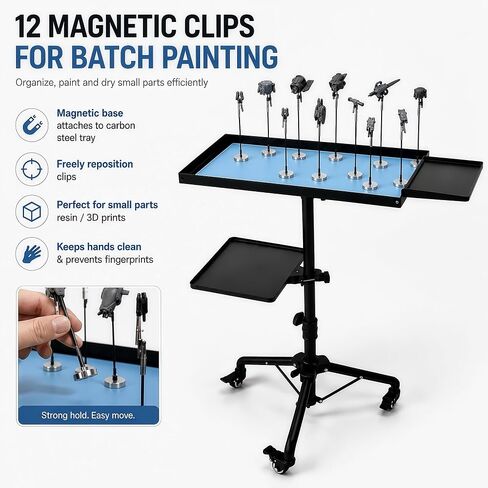 Drankin Rolling Airbrush Painting Station with 12 Magnetic Clips in Kuwait
