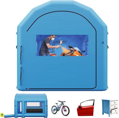 VEVOR Inflatable Paint Booth, 28 x 15 x 10 ft, Portable Spray Booth with 750W+950W Blowers, Large Filter Cotton, Changing Area, Arched Roof Painting Tent for Mid-Size Pickup, Large Furniture, Gray in Kuwait