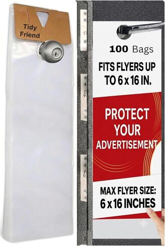 Plastic Door Hanger Bags 1000 Pack - 6 x 19 In, Clear Door Hanger Bags | 19" Tall Flyer Bags, 1.5 mil Thick, Moisture & Tear Resistant, Easy Fill, Fits Brochures, Invitations, Samples & Postcards. in Kuwait