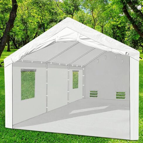 Portable Paint Booth 20x12.5x10ft Heavy Duty Rainproof Spray Shelter with 8pcs Roll Up Mesh Windows Portable Garage Spray Tent for Cars, Auto Parts, Furniture Painting (White) in Kuwait