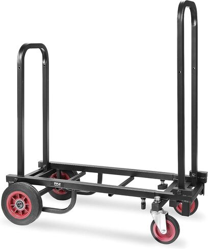 Pyle Compact Folding Adjustable Equipment Cart - Heavy Duty 8-in-1 Convertible Cart Hand Truck/Dolly/Platform Cart with R-Trac Wheels - Expandable Up to 25.24" to 40.24" - Pyle PKEQ38 in Kuwait
