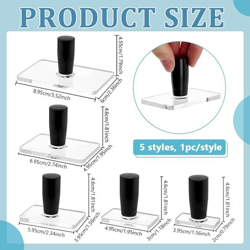 BENECREAT 5Pcs Acrylic Stamp Block with Handle, Clear Stamping Block Tools for Card Making and Scrapbooking, Stamp Mounting Block with Comfortable Grip for DIY Craft Projects, Rectangle in Saudi Arabia