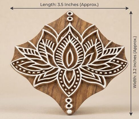 Wooden Textile Stamps Indian Lotus Decorative Border Painting Stamp PB2803A by Knitwit in Kuwait