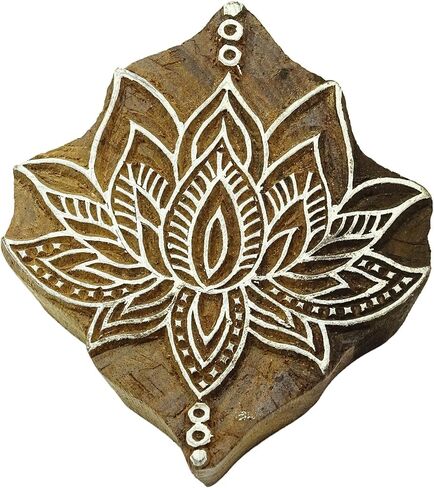Wooden Textile Stamps Indian Lotus Decorative Border Painting Stamp PB2803A by Knitwit in Kuwait