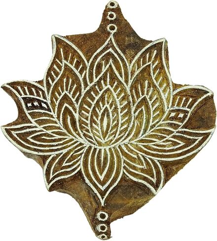 Wooden Textile Stamps Indian Lotus Decorative Border Painting Stamp PB2803A by Knitwit in Kuwait