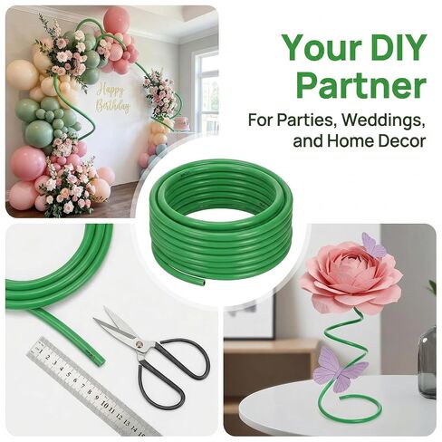 Tlence 6 Pack 78.7 Inch Flexible PVC Pipe for Artificial Flowers, 12MM Diameter Bendable Aluminum Plastic Pipes, Fake Flower Stem Tubing for Balloon Arches, Floral Wedding Decor, Prop Building in Saudi Arabia