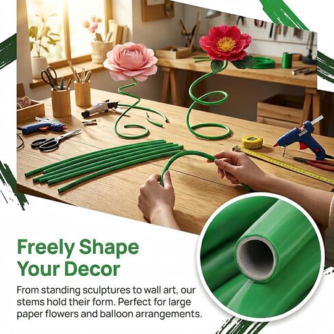 Tlence 6 Pack 78.7 Inch Flexible PVC Pipe for Artificial Flowers, 12MM Diameter Bendable Aluminum Plastic Pipes, Fake Flower Stem Tubing for Balloon Arches, Floral Wedding Decor, Prop Building in Saudi Arabia