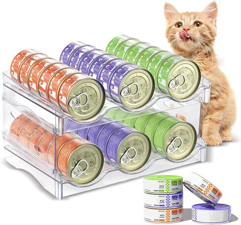 2 Layers Transparent Cat Food Can Organizer Can Hold 36 (3oz) Cans in Kuwait