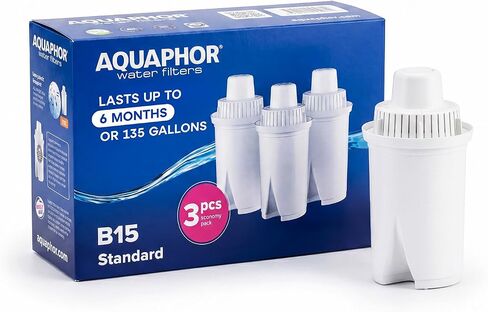 AQUAPHOR B15 Water Filter Cartridge I 3 cartridges I Filters limescale & chlorine & heavy metals I AQUALEN Technology I For better food & drink I Protects kitchen appliances I 45 Gallons per filter in Kuwait
