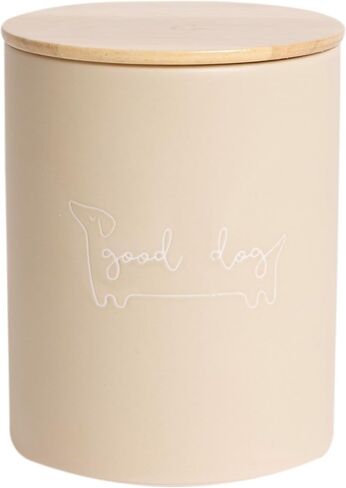 Pearhead Taupe Good Dog Ceramic Dog Treat Jar with Airtight Wooden Lid in Kuwait