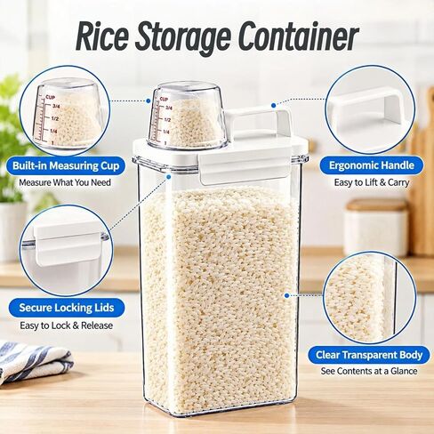 Rice Storage Container, 3-5 Lbs Cereal Containers Storage, Rice Dispenser in Saudi Arabia