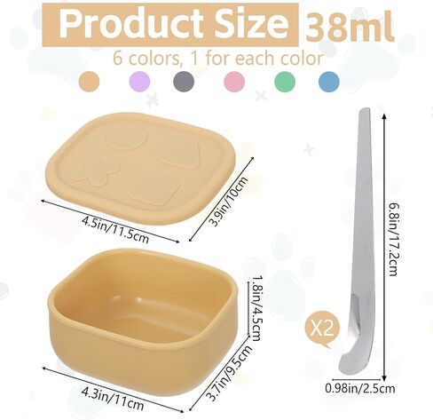 6 Packs Silicone Airtight Pets Food Storage Containers with Lids 12.85ozs Dog Cats Food Storage with 2pcs Steel Scoop Leakproof Meal Prep Kit for Canned Pet Food Storage in Kuwait