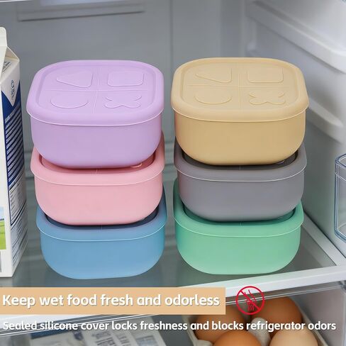 6 Packs Silicone Airtight Pets Food Storage Containers with Lids 12.85ozs Dog Cats Food Storage with 2pcs Steel Scoop Leakproof Meal Prep Kit for Canned Pet Food Storage in Kuwait