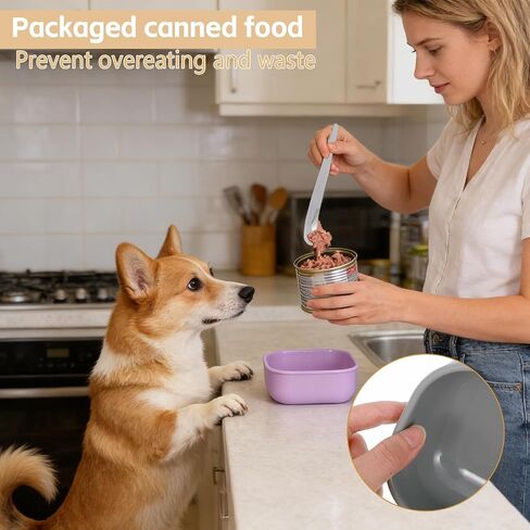 6 Packs Silicone Airtight Pets Food Storage Containers with Lids 12.85ozs Dog Cats Food Storage with 2pcs Steel Scoop Leakproof Meal Prep Kit for Canned Pet Food Storage in Kuwait
