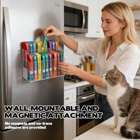 2 Pcs Lickable Cat Treats Organize, 2-Tier Acrylic Squeeze Up Cat Food Storage Container for Lickable Wet Cat Treats Storage Holder for Kitchen Cabinet Pantry Shelf Kitchen Storage Holder Container in Kuwait