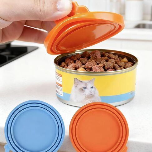 Food Can Lids 2 Pack, Universal Silicone Covers, Airtight Flexible Can Toppers, for Dog Cat Food Storage Containers in Kuwait