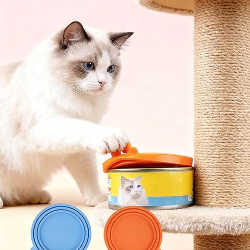 Food Can Lids 2 Pack, Universal Silicone Covers, Airtight Flexible Can Toppers, for Dog Cat Food Storage Containers in Kuwait