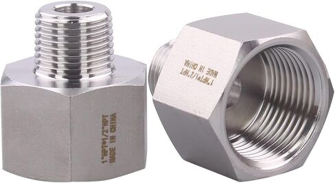 Forged Reducer Adapter Fitting - Stainless Steel 304 Reducing Pipe Connector, 1/2" NPT Female x 1/4" NPT Male (pack of 2) in Saudi Arabia
