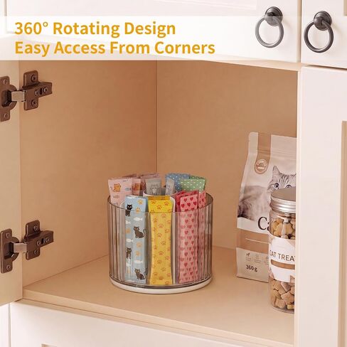 Lickable Cat Treats Organizer, 6 Slot Rotating Cat Food Container in Kuwait