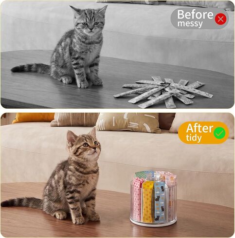 Lickable Cat Treats Organizer, 6 Slot Rotating Cat Food Container in Kuwait
