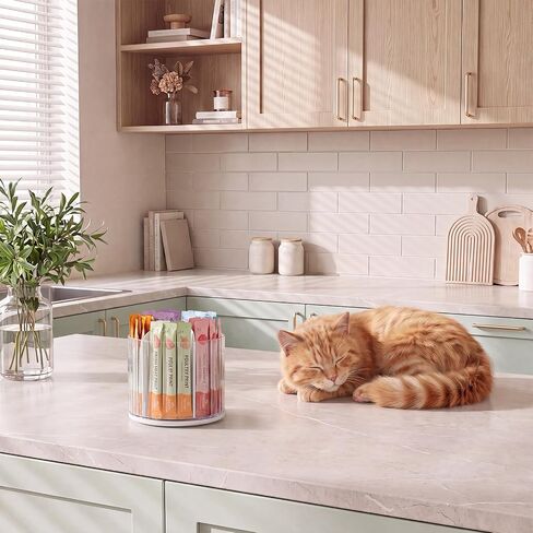 Lickable Cat Treats Organizer, 6 Slot Rotating Cat Food Container in Kuwait
