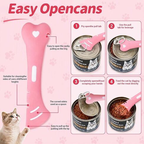 6 PCS Cat Can Opener, Cat Food Can Covers Set with Wet Food Spoon in Kuwait