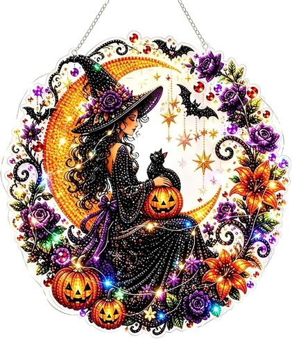 LXVRCQ Pearl Diamond Painting Suncatcher Kit Halloween Cute 3D Pearl Mosaic Craft Set Holiday Christmas Wall Decor, Handmade Home Decoration Gift in Kuwait